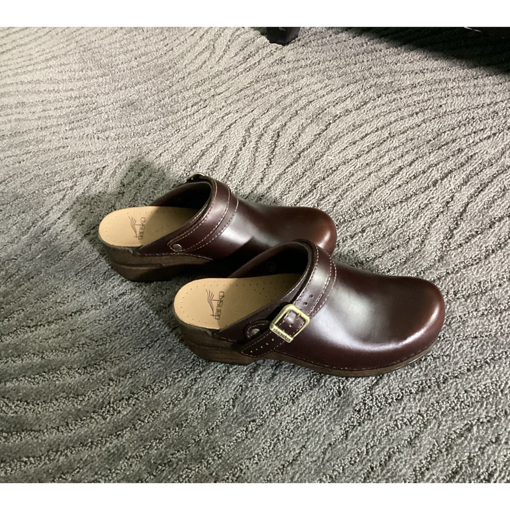 DANSKO Women's Brown Leather Clog Shoes EU 37 Mules NWOTS